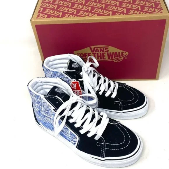 VANS Sk8-Hi Bolt Skate Shoes Canvas Suede Sneakers Blue Black Women VN0A5JIBLK - Picture 6 of 9